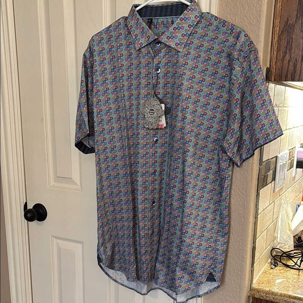 Men's Blue Patterned Shirt